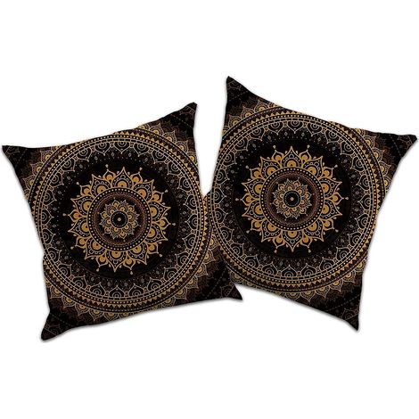 Kissenbezug-Set im Leinenstil für Dekokissen, Sofakissen und Kissenbezüge – Vintage-Mandala-Muster, 50 x 50 cm (1/4)
