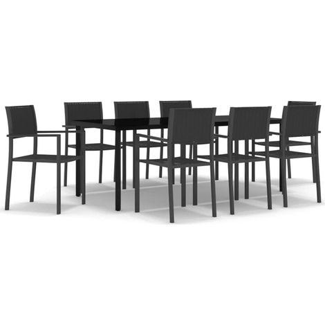 Maison Exclusive - 9-tlg. Garten-Essgruppe Schwarz (1/5)