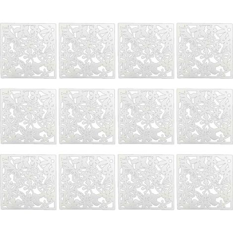 Set de 12 Cloison de Séparation à Salle Panneaux Suspendre Rideau, Séparateur de Pièces pour Mur, Paravent, 40x40cm,Blanc
