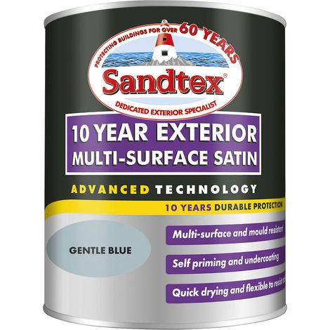 Sandtex 10 Year Exterior Multi Surface Satin - Gentle Blue - 750ml