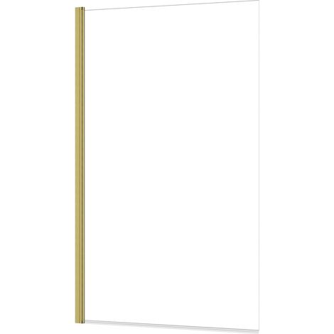 Marwell Badewannenfaltwand Golden Touch 140x80cm Gold - Duschwand für Badewanne mit 4mm Einscheibensicherheitsglas - hochwertige Aluminiumrahmen in gebürsteter Goldoptik (1/3)
