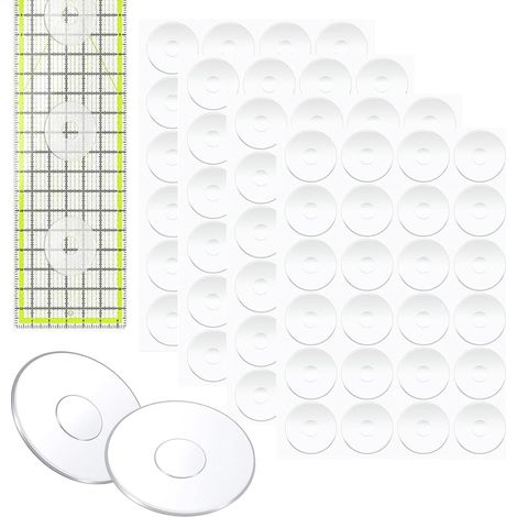 Packung mit 96 rutschfesten, transparenten Silikongriffen für Quiltlineale und andere Bastelarbeiten (19 mm) (1/5)