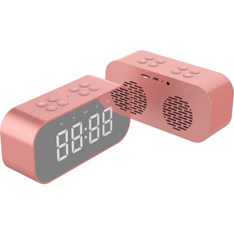 Réveil avec haut-parleur Bluetooth pour chambre/bureau, petit réveil numérique pour adultes, adolescents et enfants ayant le sommeil lourd, avec double alarme, affichage LED miroir, appels mains libre (1/5)