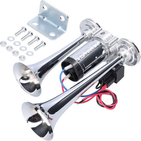 Klaxon de voiture 12 V 110 dB à double trompette avec compresseur d'air et relais pour voiture, camion, SUV, fourgonnette, bateau (1/5)