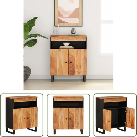 The Living Store Sideboard mit 2 Türen 60x33x75 cm Massivholz Akazie - Sideboard - Akzenttisch - Wohnzimmermöbel - Holz Sideboard - Schreibtisch (1/5)