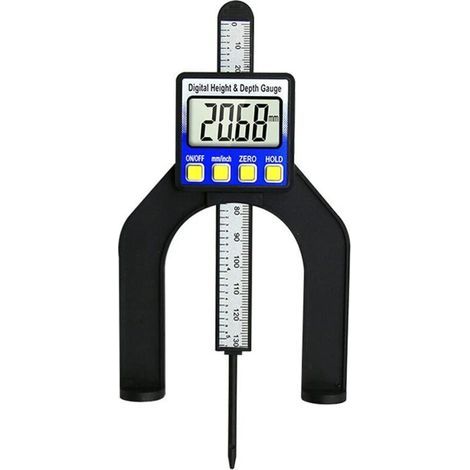 Jauge de profondeur numérique 80 mm pour scie à table – Écran LCD, précision au 1/10 mm, règle de hauteur et d’épaisseur multifonction (1/4)