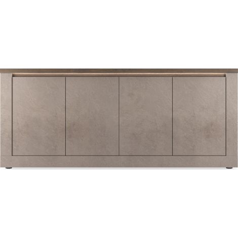 Credenza 4 ante con 2 ripiani, effetto bronzo e mercurio, L207 cm - ISCHIA