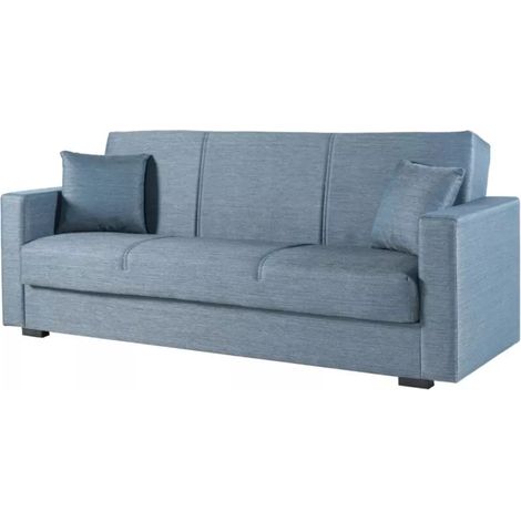 divano letto "afrodite" 3 posti in tessuto grigio-blu 212x80x87 cm
