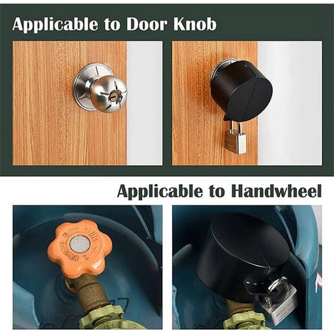 Door Handle Lock - Stainless Steel Door Knob Lock Out Device for Round Tulip Oval Knobs - With Padlock - 1 Piece (1/3)
