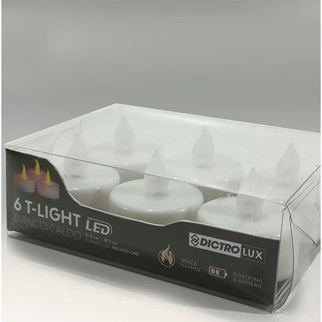 T-LIGHT Bianche luci led da addobbi per decorazioni di natale o lanterne 6 pz (1/5)
