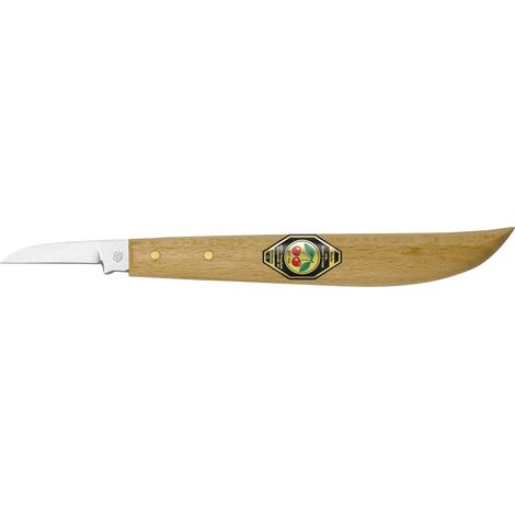 Kirschen Kerbschnitzmesser mit Holzheft mit rundem Rücken, gerader Schneide