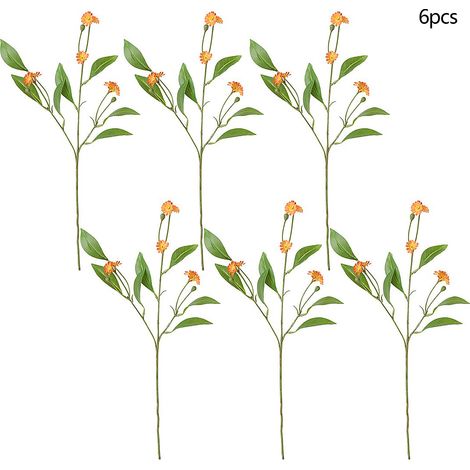 (Orange-gelb) Set mit 6 künstlichen Gänseblümchen im Landhausstil, rustikale Dekoration, frische und trendige Inneneinrichtung, künstliche Gänseblümchen (1/3)
