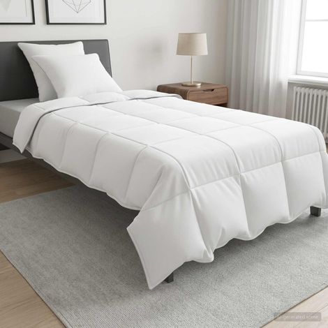 vidaXL Juego de Edredón Blanco 140 x 220 cm Poliéster, Bambú (1/5)