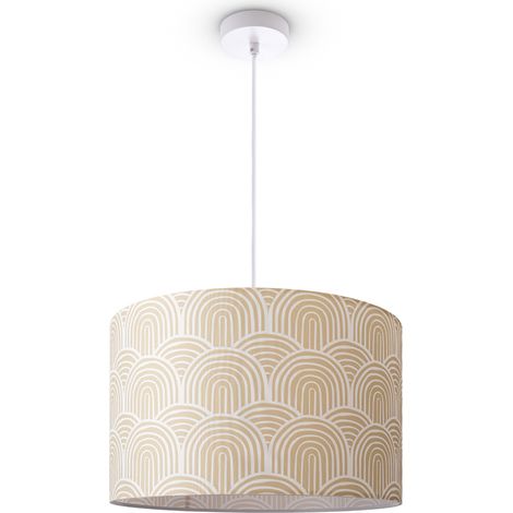 Paco Home Plafonnier Salon Table À Manger Abat-jour Tissu Moderne Abstrait Lampe à suspension - Blanc, Design 7 (Ø45,5 cm) (1/5)