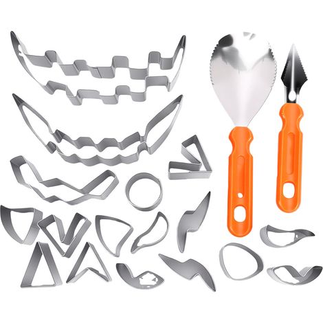 Ensemble d'outils de sculpture de citrouille emporte-pièces multifonctionnels en acier inoxydable, 17 moules avec 2 pour enfants, bricolage, décor de Festival, cadeau créatif (1/5)