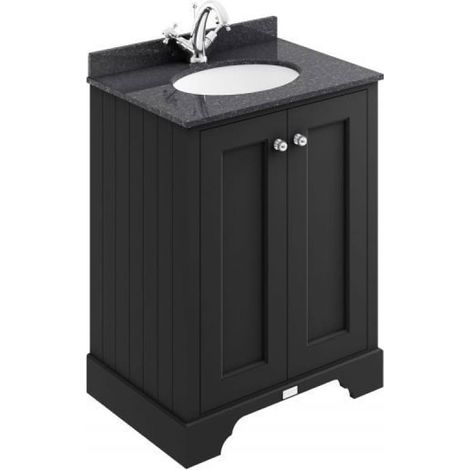 Bayswater Matt Black 2-Door Vanity Unit 600mm Wide (Excluding Basin) (1/2)