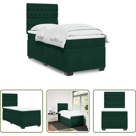 vidaXL Sommier à lattes de lit avec matelas Vert foncé 100x200 cm (1/5)