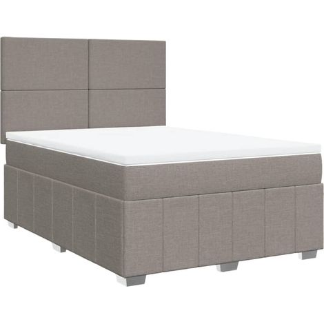 Maison Exclusive - Sommier à lattes de lit avec matelas Taupe 160x200 cm Tissu (1/5)