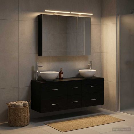 vidaXL Juego de muebles de baño 4 uds. Roble Negro (1/5)