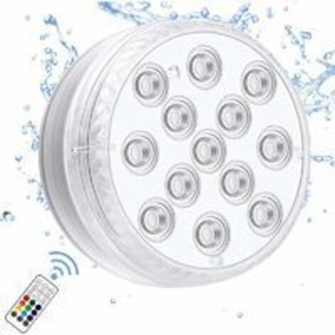 1 pièce Lampes à LED submersibles avec , télécommande RF, lampe de piscine à LED sous-marines IP68 étanche, lumière de bassin à piles pour baignoire, douche, bain à remous, fête (1/5)