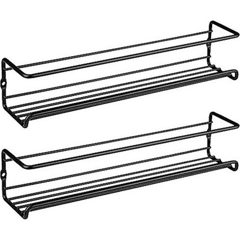 Etagere A Epices Murale - Acier Au Carbone - 295 X 65 X 65 Mm - Pour Cuisine Salle De Bain Salon - Lot De 2
