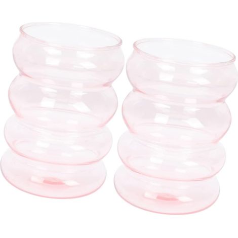 2 Pièces Vase en Vitrail Bonnets Côtelés Verres à Nervures Vase De Pièces Maîtresses De Plantes Vertes Porte-Plante Hydroponique Clair Un Verre Fleurs Séchées Jardinière (1/5)
