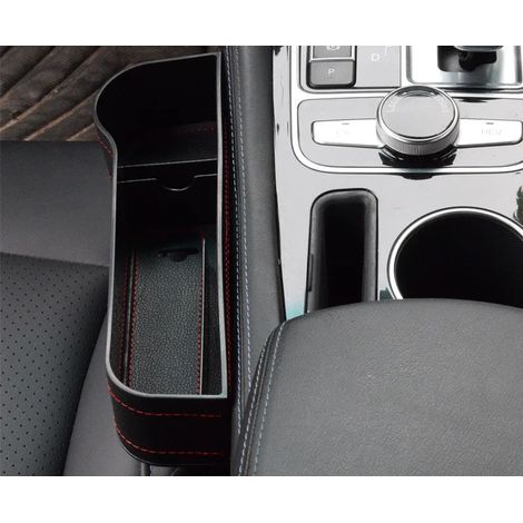 (Cuir noir à gauche) Organisateur de siège auto avec fente pour rangement intégré pour Citroën C2, C3, C4, Cactus, C5, C4, Picasso, C6, DS3, DS4, DS5 (1/5)