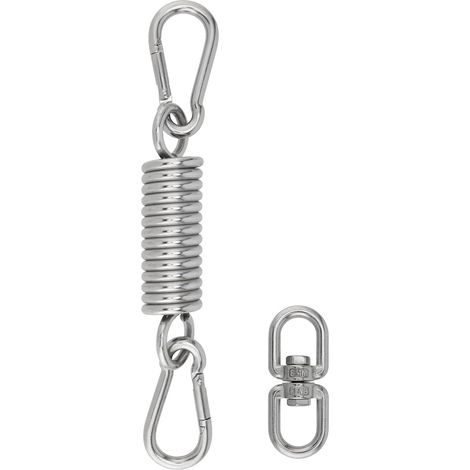 Ressort de Suspension en Acier Inoxydable 304 avec 2 Mousquetons et Anneau Rotatif, Capacité 250kg, pour Fauteuil Suspendu, Sac de Frappe, Hamac, Yoga (1/5)