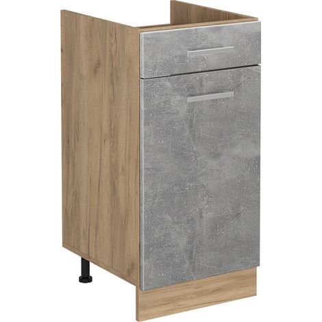 Mueble bajo de cocina R-Line, Hormigón/Roble dorado, 40 cm sin encimera, Vicco (1/5)