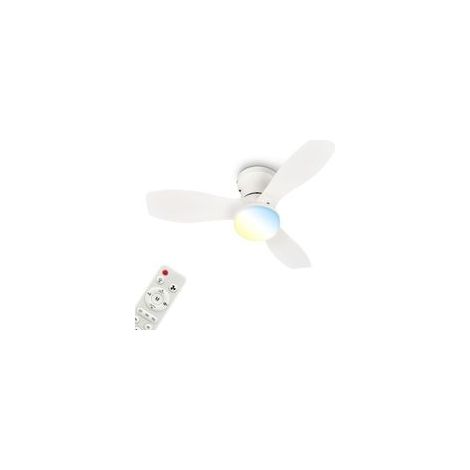 Briloner Ventilateur de plafond télécommande Ø60x19cm 15W 1700lm 3000K-6500K blanc chaud à blanc lumière du jour moteur DC blanc - Ventilateur lampe chambre salon (1/5)