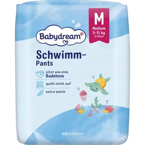 Pannolini da bagno Babydream, taglia media, 9-15 kg, 12 pezzi.