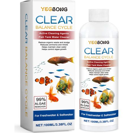 Clarifiant pour aquarium YEGBONG - Nettoie les taches et les dépôts de l'aquarium, clarifie l'eau et contrôle la prolifération des algues (100 ml) (1/5)