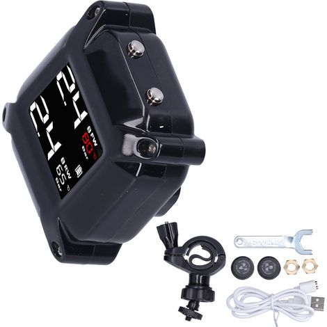 Universelles Reifendruckkontrollsystem für Motorräder, magnetische USB-Ladefunktion mit Sensoren, drahtloses TPMS, präzise Alarmierung, kompatibel mit allen Modellen. (1/5)