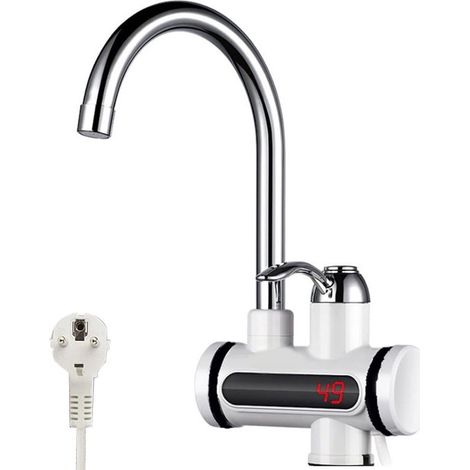 Grifo de agua caliente instantánea,230 V,3000 W,grifo calefactor eléctrico de acero inoxidable giratorio 360° para cocina