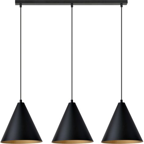 Suspension métal Rebel noir/or réglable 3xE27 Emibig (1/4)