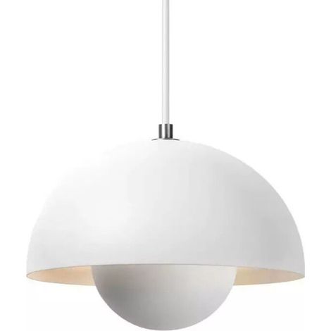 BOMCLAP Lustre LED, suspension moderne avec ampoule, lumière blanche, φ 23 cm (blanc) (1/5)