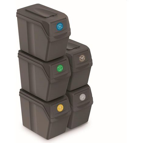 Lot de 5 cubes de recyclage 100 l Sortibox en plastique gris 5 x 20 l (1/4)