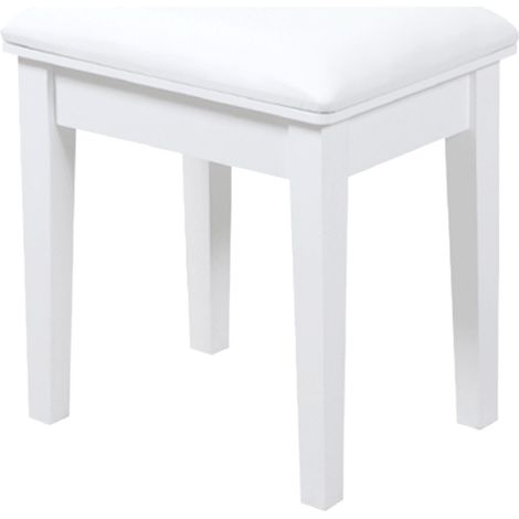 Sgabello da trucco quadrato imbottito in legno e PU bianco 43x33x45 cm HOMVRA (1/5)