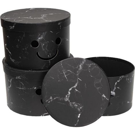 Caja de flores de 3 piezas con roseta negra Smile