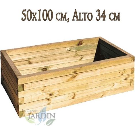 Fioriera in Legno per Giardino e Terrazza 50x100 cm. Altezza 34 cm