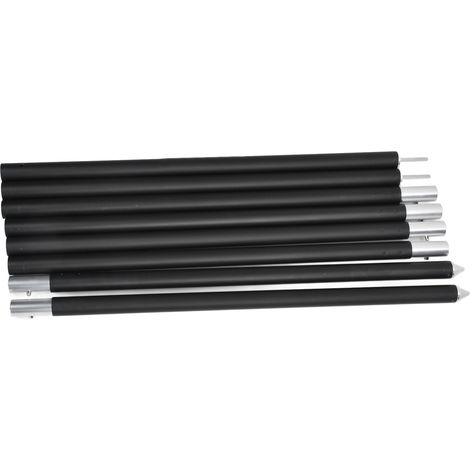 Poteaux de bâche réglables de 2.4m, tiges de tente légères d'extérieur en aluminium pour le Camping, noir mat