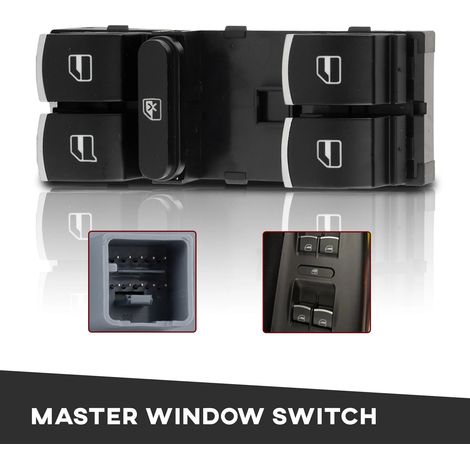 Ein leistungsstarker elektrischer Fensterheberschalter vorne links, passend für Volkswagen Passat 3C B7, Golf 6 Plus, Tiguan und Touran. Präzise Steuerung, langlebig, wasserdicht, für Reparatur und Au
