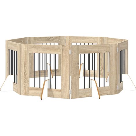 Dog Gate with Stands 8 pcs Sonoma Oak 60 x 60 cm vidaXL
