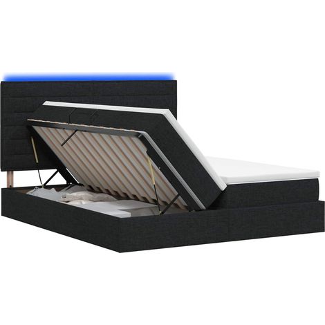 LED-Speicherbett mit Matratze Schwarz 180 x 200 cm Stoff vidaXL (1/5)