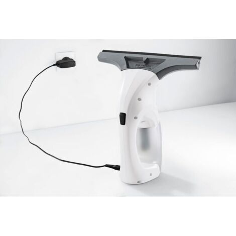 NALOOKAMIC Nettoyeur de Vitres WV 1 Plus, Autonomie de Batterie : 25 min, Affichage LED, Réservoir d'Eau Sale : 100 ml, Poids : 0,5 kg, Pulvérisateur avec Microfibres, 20 ml Nettoyant Vitres Concentré