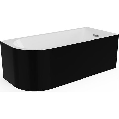 Baignoire d'angle - 201L - 150 x 75 x 58 cm - Noir brillant - Angle droit - ANIKA