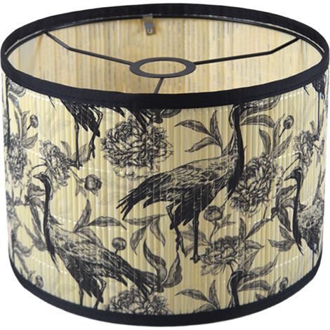 Abat-jour vert vif, orné de motifs végétaux et d'oiseaux, abat-jour cylindrique B (1/5)