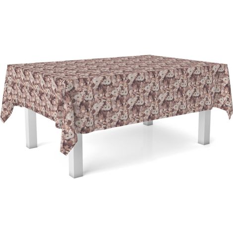 Nappe Toile cirée Anti-Taches Lavable Ronde 140 cm Tage Brun (1/4)