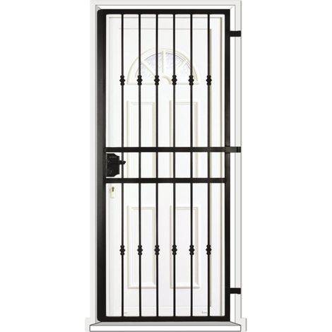 DMS – Grille porte 1 vantail en acier prépeint H=220 cm L=90 cm – Cadre tube carré 35x35mm – Serrure inox Locinox – Pose facile extérieure (1/2)