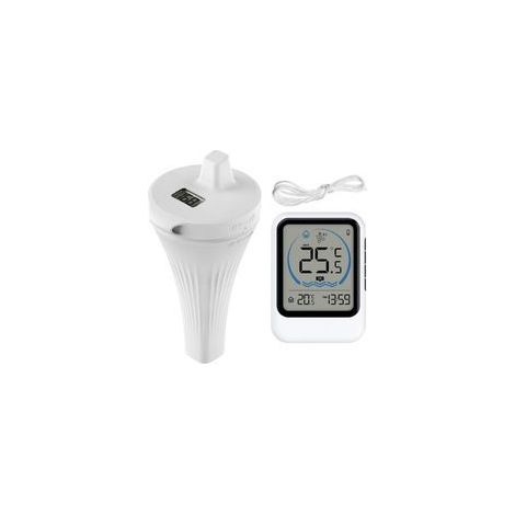 Thermomètre de piscine sans fil IP68 flottant avec capteur de température - Écran LCD - Thermomètre numérique sans fil pour piscine, aquarium, baignoire, étang (1/5)